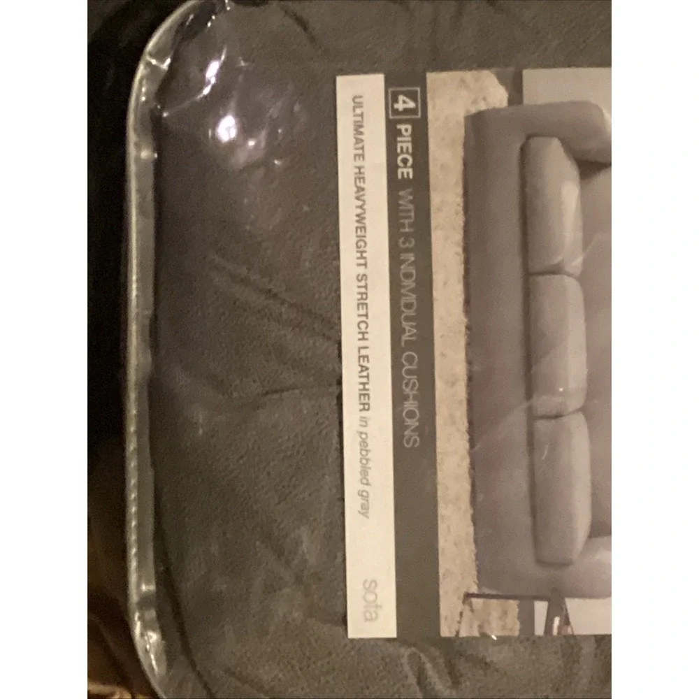 Sure Fit Ultimate Heavyweight Stretch Leather Sofa Slipcover Pebble Gray 4 Piece